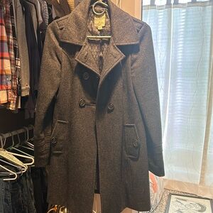 Gray long pea coat/trench coat